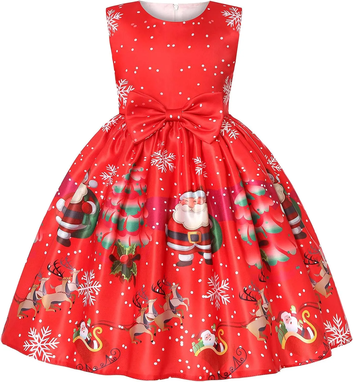 ToddlBy Girls Sleeveless Christmas Dress Santa Snowman Christmas Party Pageant Prom Formal Gowns Toddler Xmas