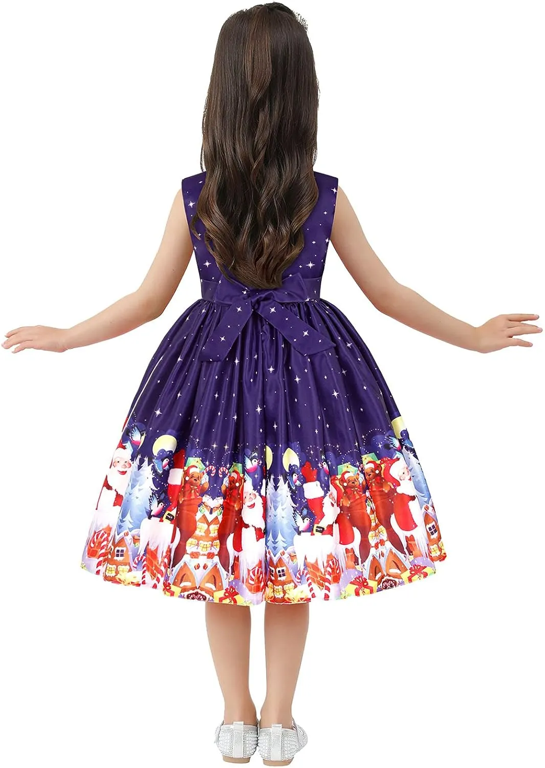 ToddlBy Girls Sleeveless Christmas Dress Santa Snowman Christmas Party Pageant Prom Formal Gowns Toddler Xmas