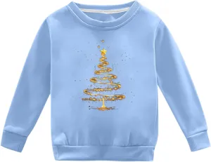 Toddler Boys Girls Christmas Sweatshirt Long Sleeve Sweaters Xmas Tree Crewneck Pullover Tops Baby Fall Winter Clothes