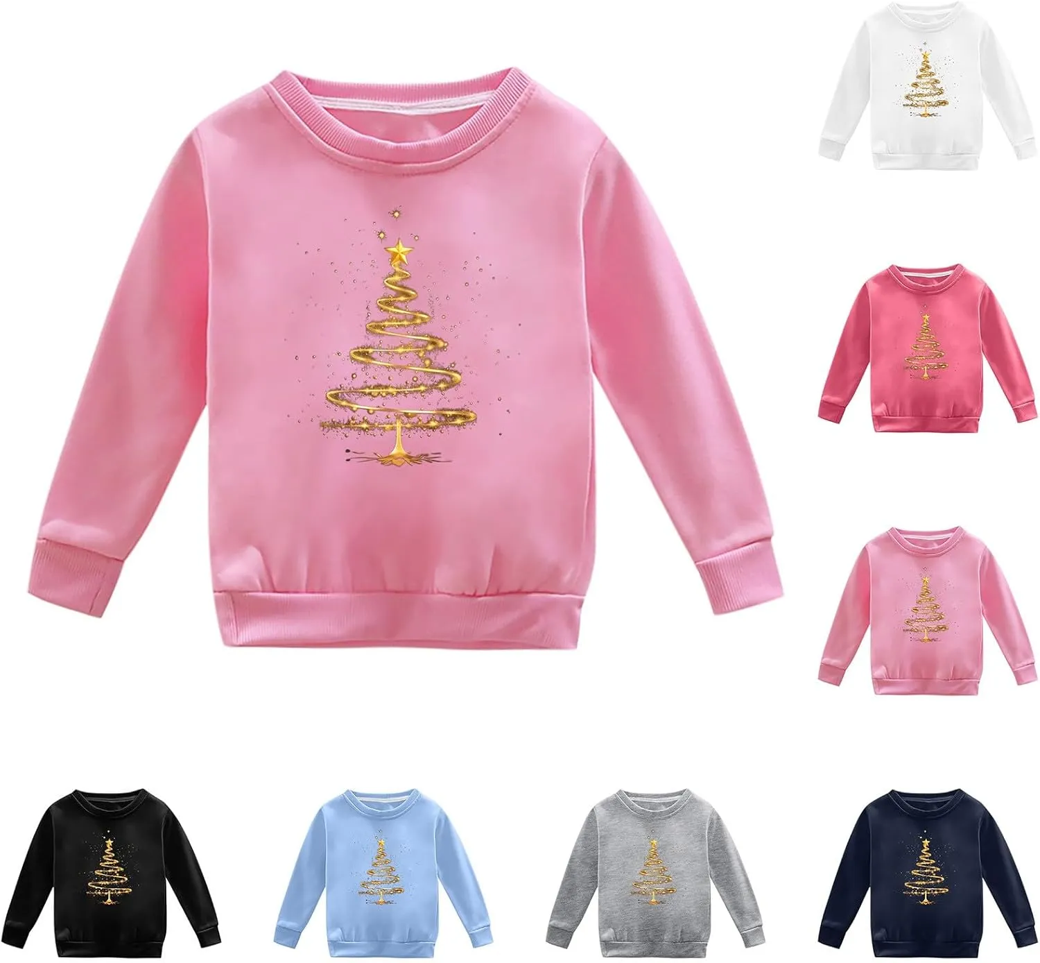 Toddler Boys Girls Christmas Sweatshirt Long Sleeve Sweaters Xmas Tree Crewneck Pullover Tops Baby Fall Winter Clothes