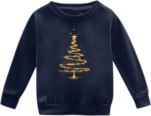 Toddler Boys Girls Christmas Sweatshirt Long Sleeve Sweaters Xmas Tree Crewneck Pullover Tops Baby Fall Winter Clothes