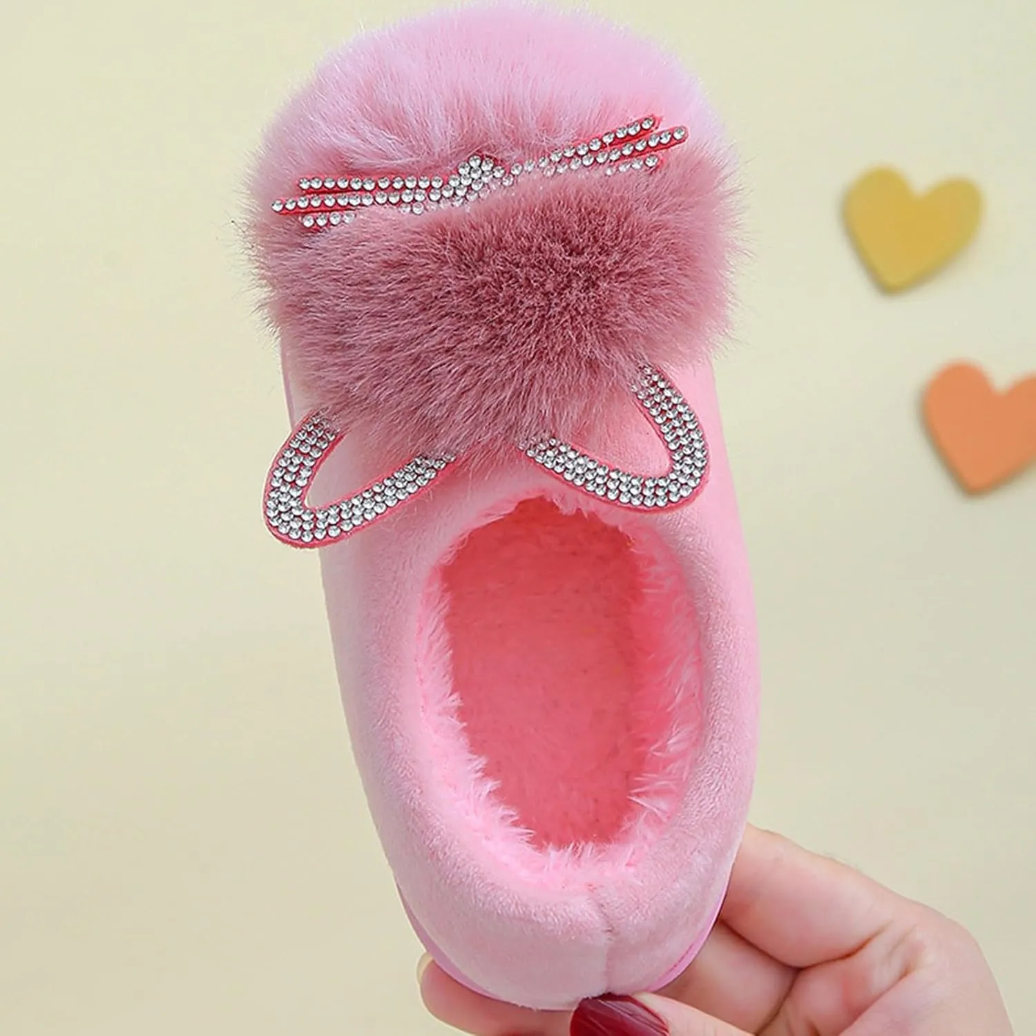 Toddler Fluff Slippers for Girls Boys Warm Household Shoes Winter Indoor Cotton Slippers with Microfleece ?ining