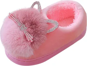 Toddler Fluff Slippers for Girls Boys Warm Household Shoes Winter Indoor Cotton Slippers with Microfleece ?ining