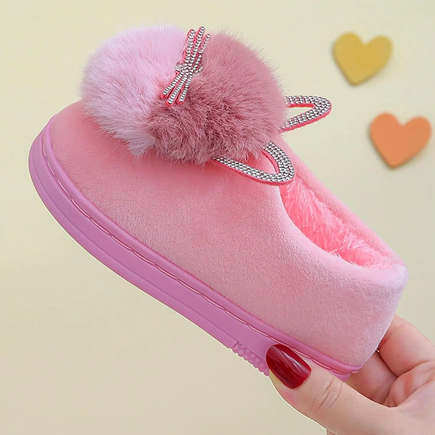 Toddler Fluff Slippers for Girls Boys Warm Household Shoes Winter Indoor Cotton Slippers with Microfleece ?ining
