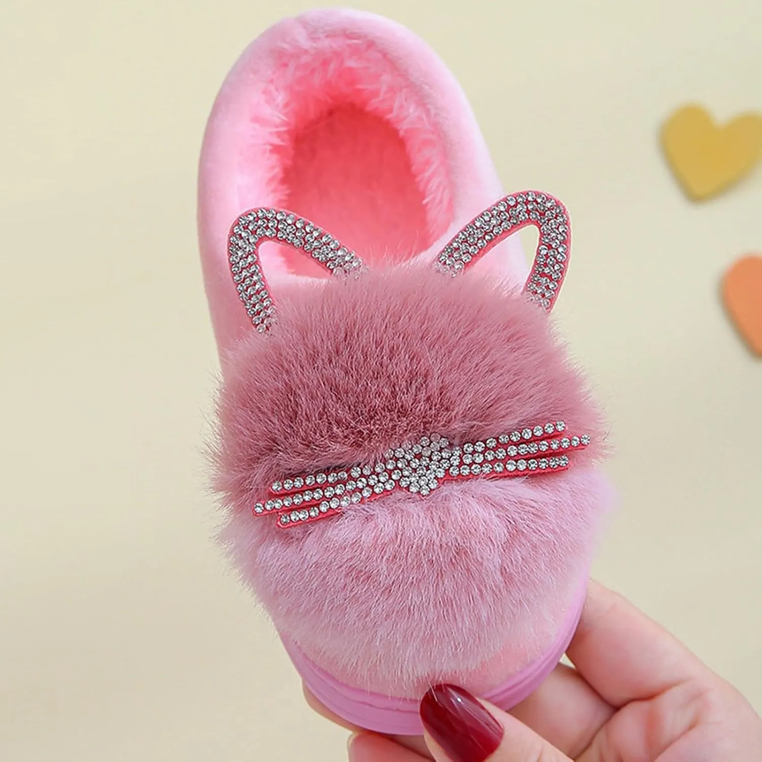 Toddler Fluff Slippers for Girls Boys Warm Household Shoes Winter Indoor Cotton Slippers with Microfleece ?ining
