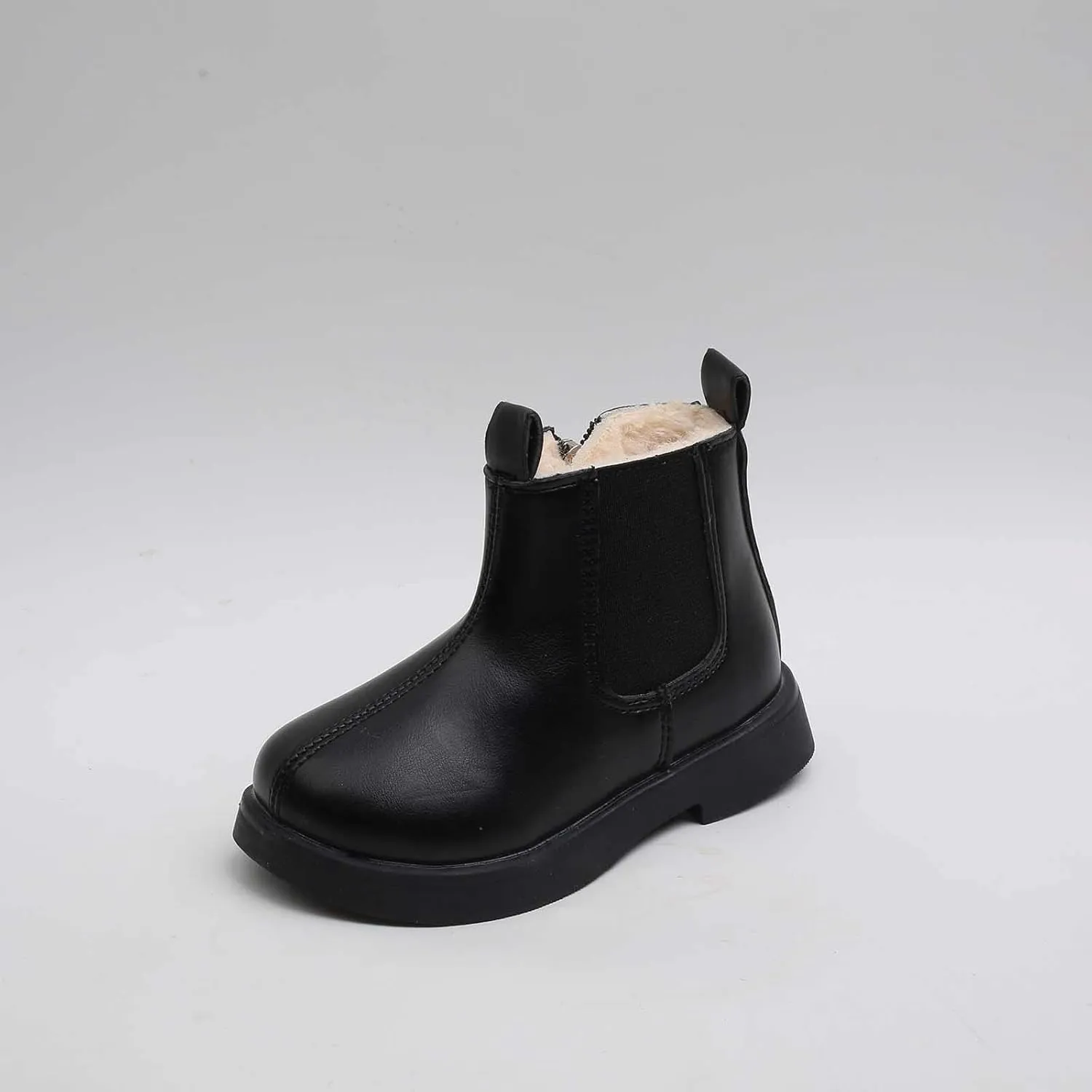 Toddler Fuzzy Lined Booties With Side Zipper Kids Girls Boys 𝐖aterproof Slip On Ankle Short Boots Winter Outdoor Shoes