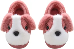 Toddler Fuzzy Slippers Girls Boys Cartoon Cute Animals Dog House Slippers Plush Warm Home Shoes Winter Shoes Boy