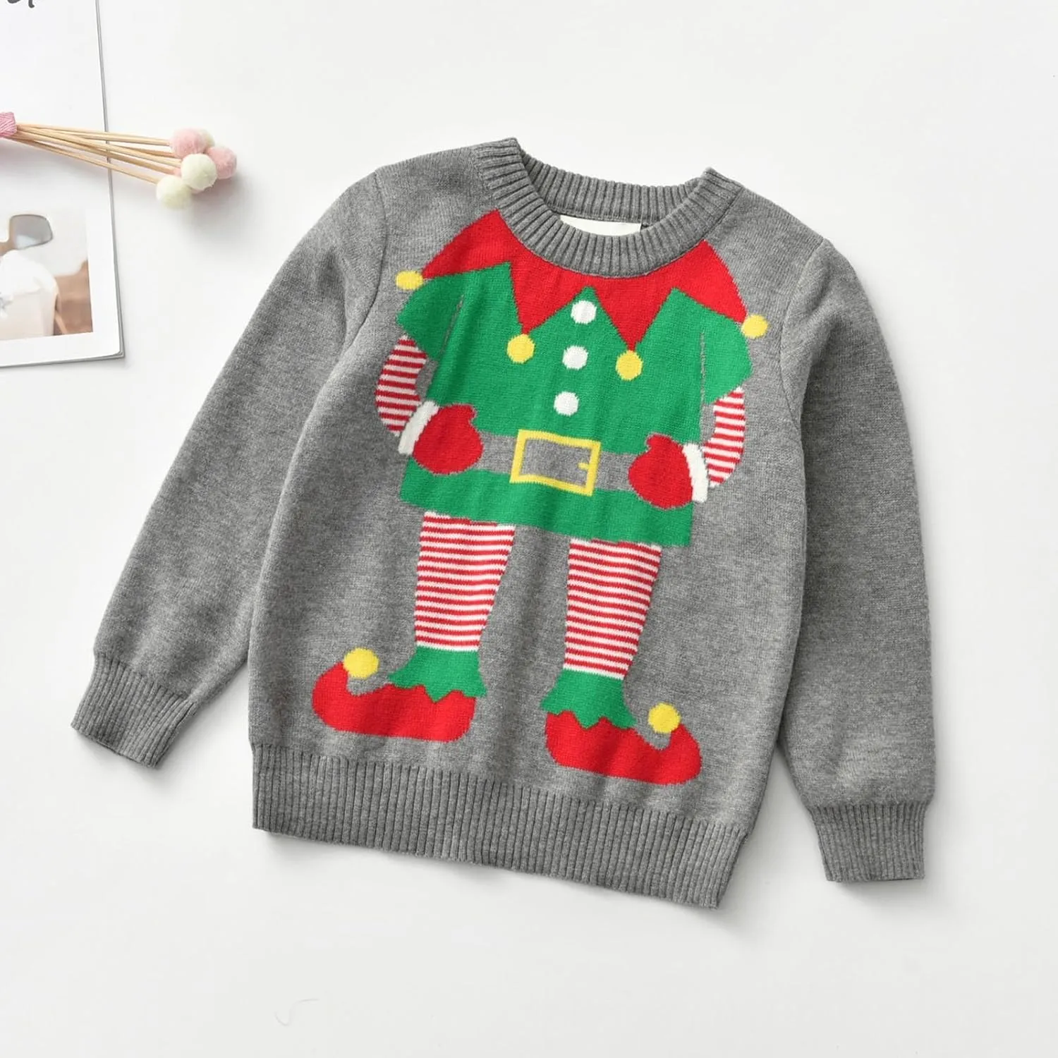 Toddler Infant Baby Boy Girl Christmas Knit Sweater Long Sleeve Crewneck Pullover Jumper Cute Xmas New Year Clothes