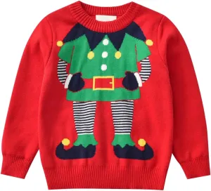 Toddler Infant Baby Boy Girl Christmas Knit Sweater Long Sleeve Crewneck Pullover Jumper Cute Xmas New Year Clothes