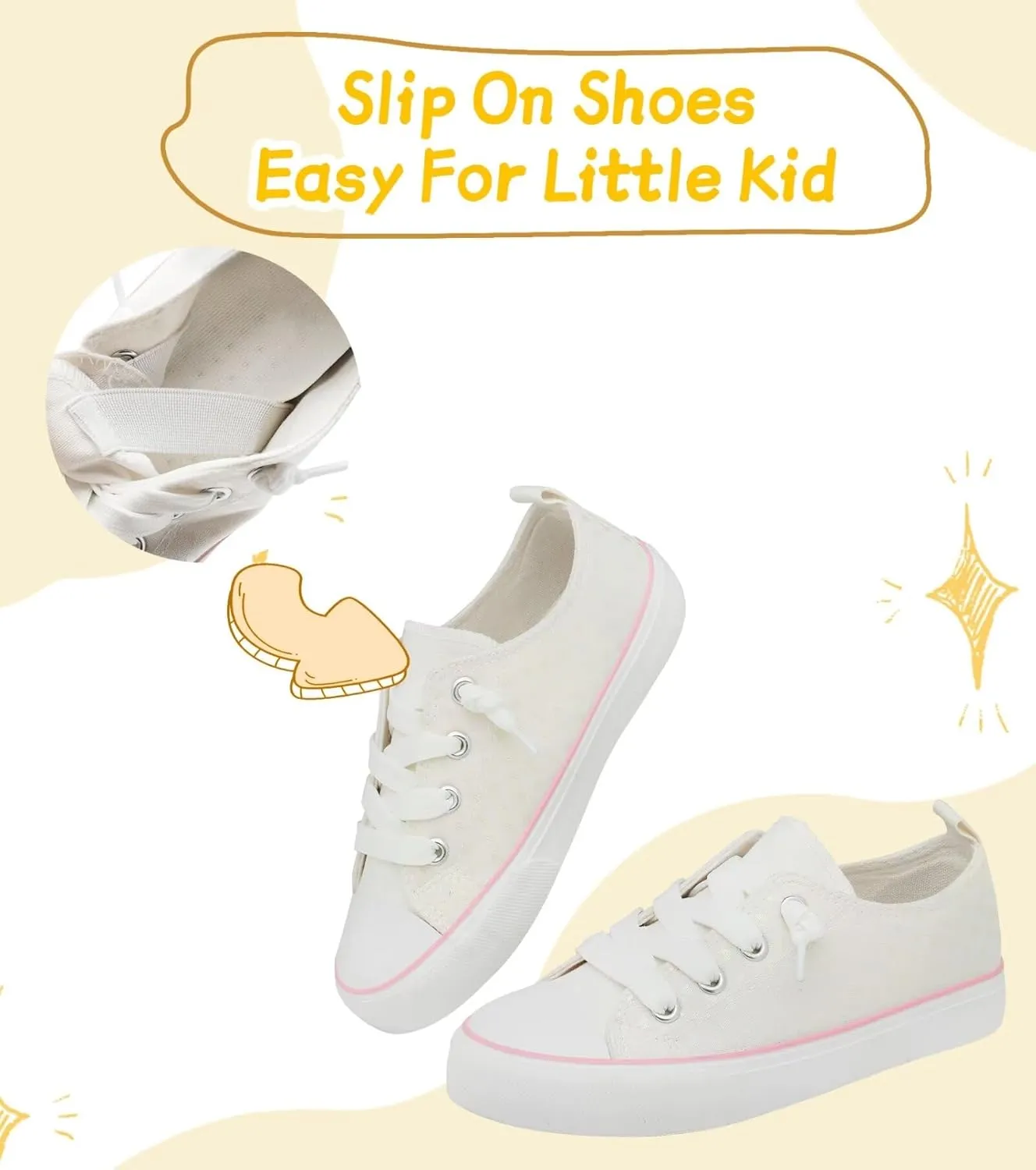 Toddler Kids Canvas Sneakers Sparkle Glitter Sequins Shoes Slip On Soft and Durable