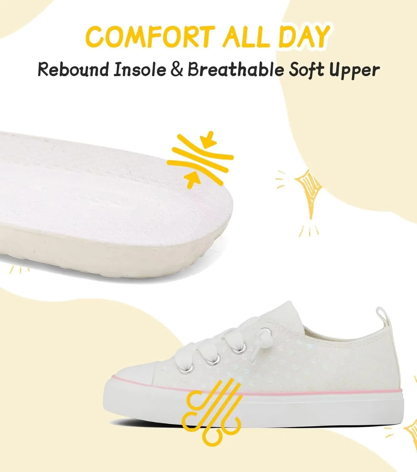 Toddler Kids Canvas Sneakers Sparkle Glitter Sequins Shoes Slip On Soft and Durable