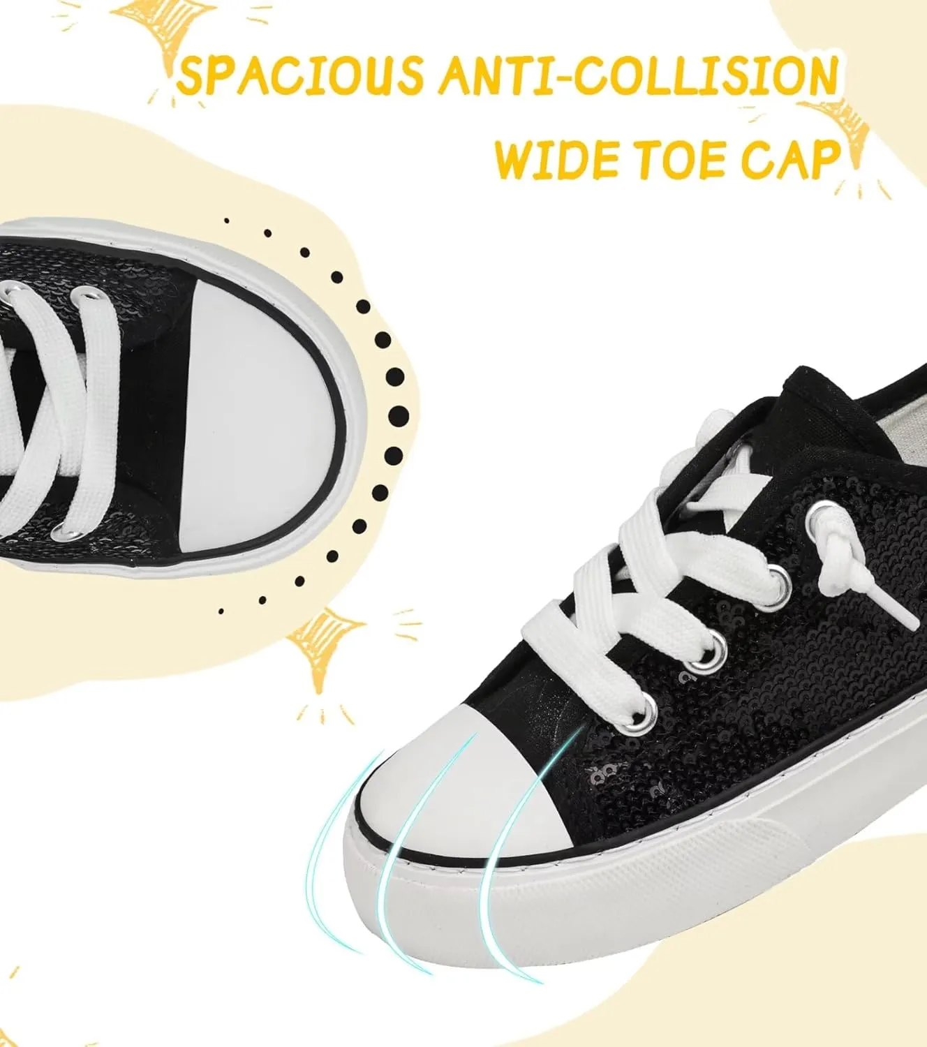 Toddler Kids Canvas Sneakers Sparkle Glitter Sequins Shoes Slip On Soft and Durable