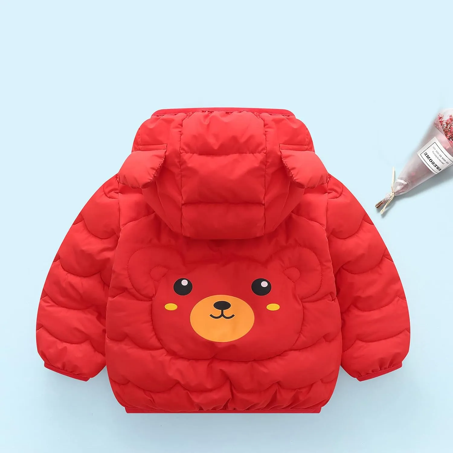 Toddler Kids Fleece Jacket Boys Girls Light Coat Long Sleeve Cute Bear Ear Hoodie Zipper Top Sweatshirt Clothes