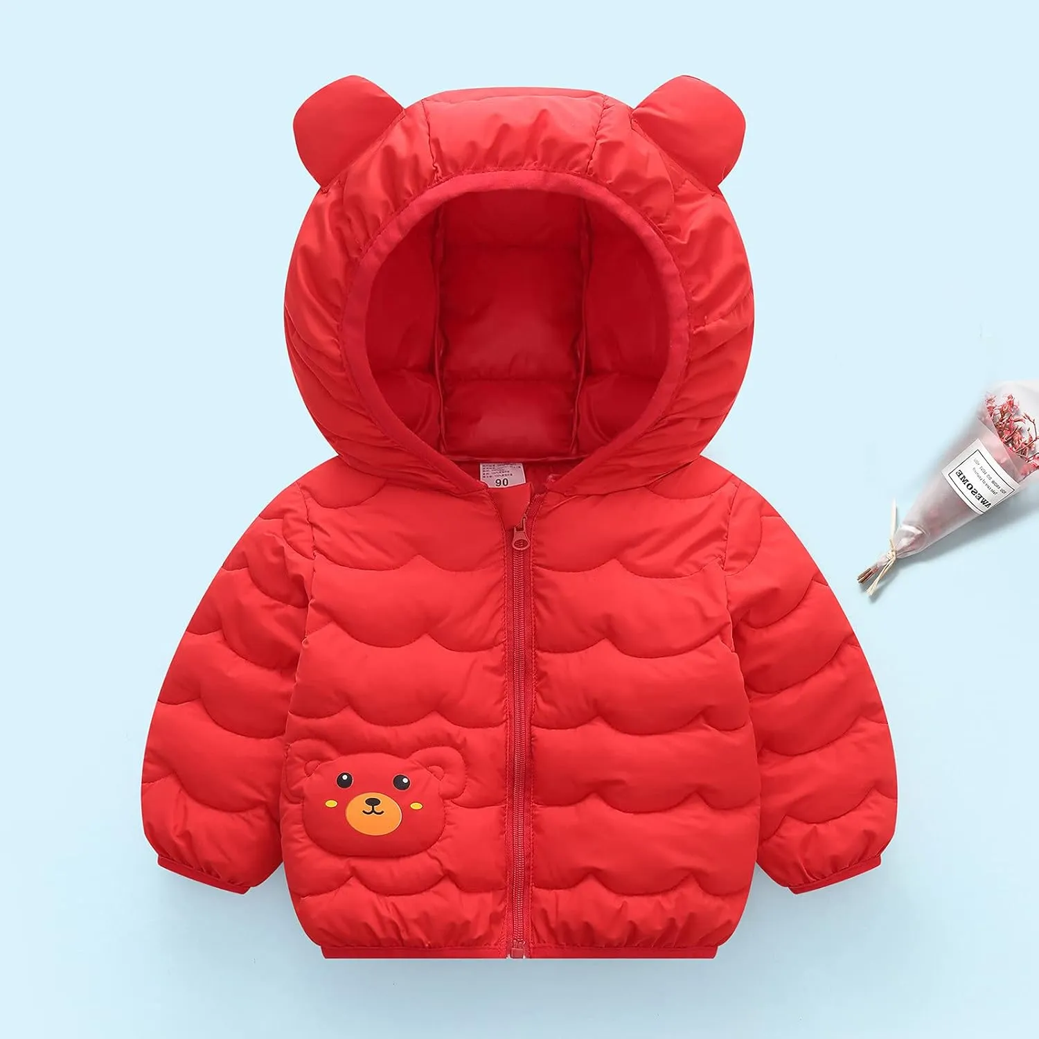 Toddler Kids Fleece Jacket Boys Girls Light Coat Long Sleeve Cute Bear Ear Hoodie Zipper Top Sweatshirt Clothes