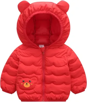 Toddler Kids Fleece Jacket Boys Girls Light Coat Long Sleeve Cute Bear Ear Hoodie Zipper Top Sweatshirt Clothes