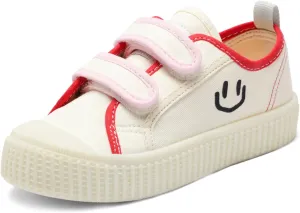 Toddler Shoes for Boys & Girls, Canvas Dual Hook and Loops Sneakers with Candy-Colored Sole