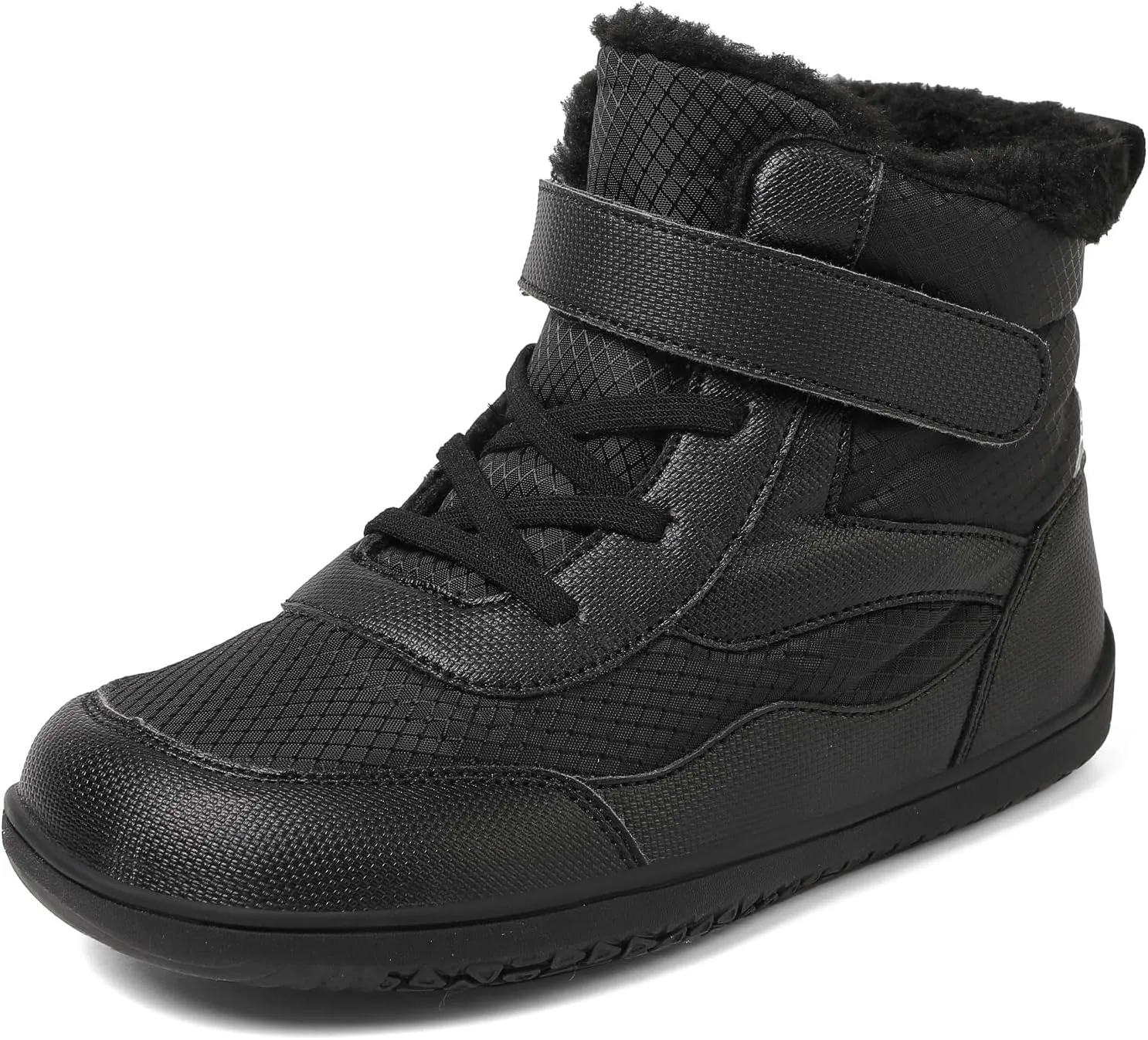 Toddler/Little/Big Kids Barefoot Shoes Girls Boys Winter Wide Toe Box Fur Lined Warm Anti-Slip Minimalist High Top Snow Boots