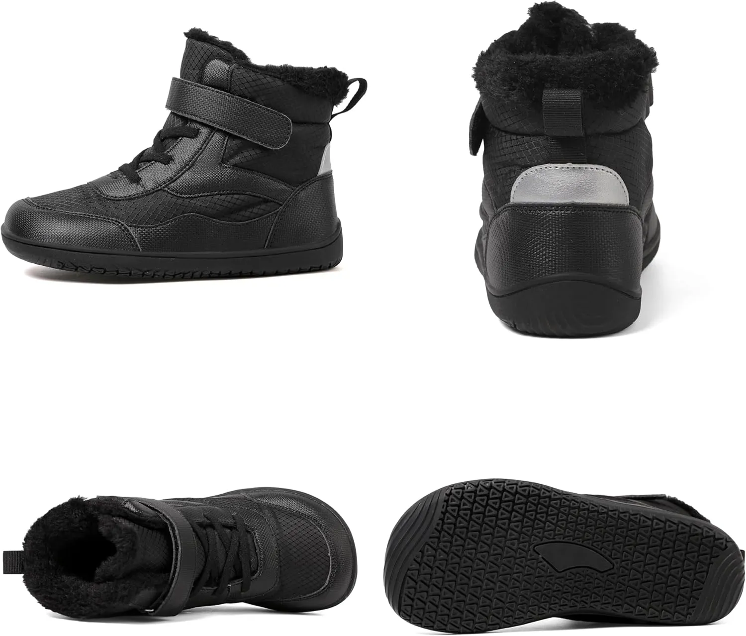 Toddler/Little/Big Kids Barefoot Shoes Girls Boys Winter Wide Toe Box Fur Lined Warm Anti-Slip Minimalist High Top Snow Boots