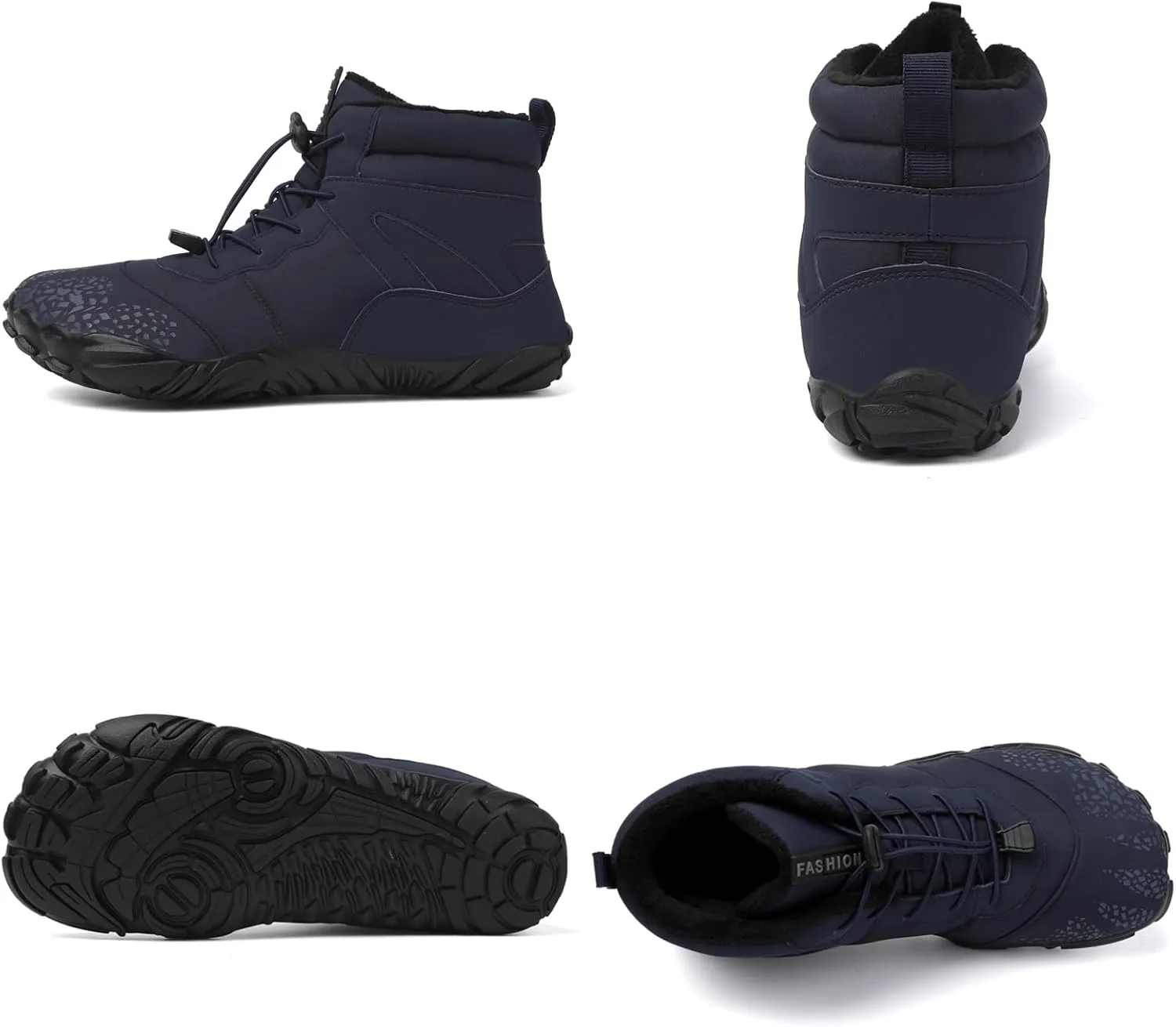 Tongzone Wide Toe Box Men's Women's Barefoot Shoes Fur Lined Zero Drop Sole High top Walking shoes Winter