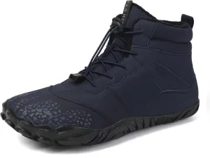 Tongzone Wide Toe Box Men's Women's Barefoot Shoes Fur Lined Zero Drop Sole High top Walking shoes Winter