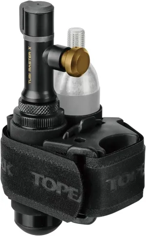 Topeak Tubi Master X Tubeless Repair Kit with CO2 Cartridge – 2-in-1 Inflator & Plug Tool, Presta/Schrader Compatible, Mounting Strap Included, Compact