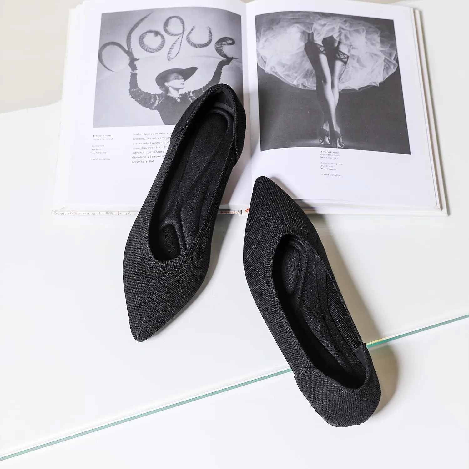 Touchmosees Women's Pointed-Toe Ballet Flats Classic Slip-On Breathable Dress Flats