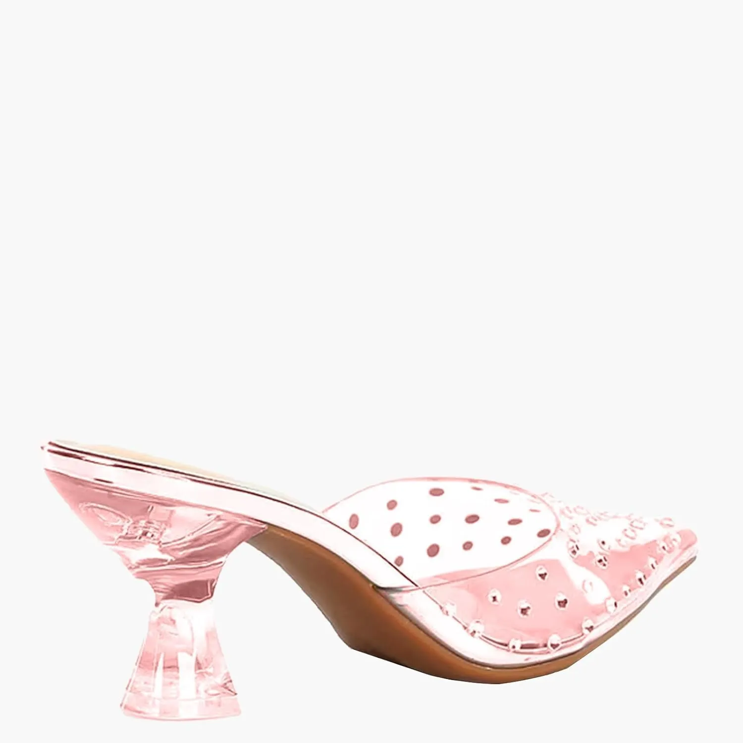 Trendy Clear High - Heel Open - Back Sandals with Rhinestone Detailing for Women