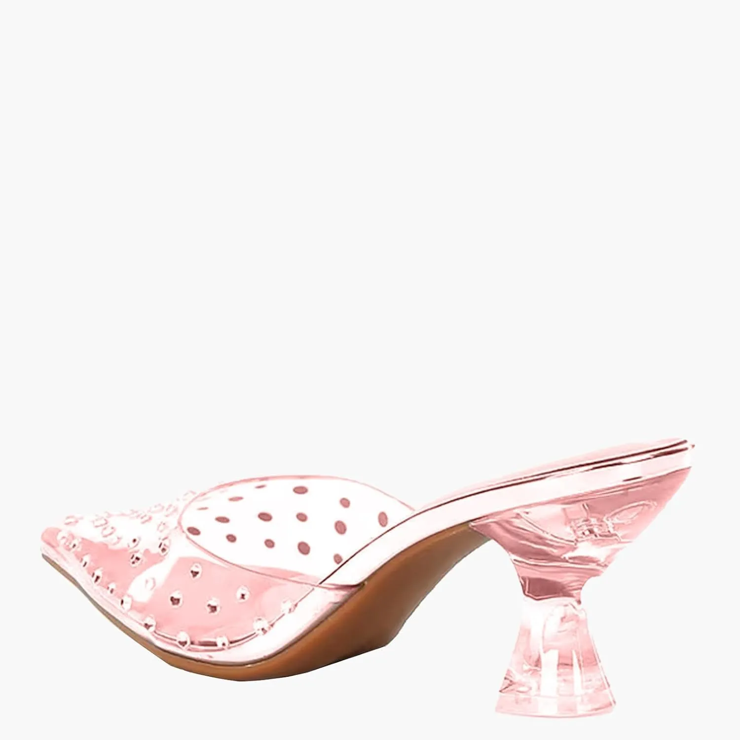 Trendy Clear High - Heel Open - Back Sandals with Rhinestone Detailing for Women