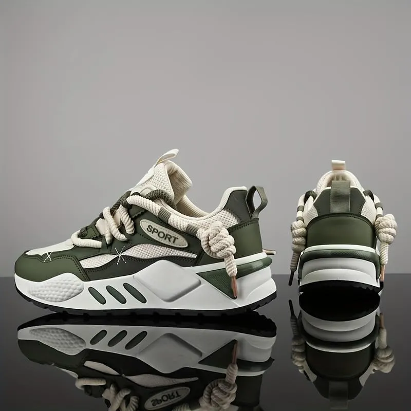 Trendy Platform Sneakers for Men, Soft Sole Comfy Jogging Shoes for All Seasons Plus Size