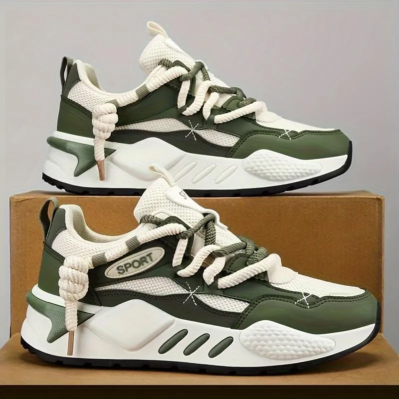 Trendy Platform Sneakers for Men, Soft Sole Comfy Jogging Shoes for All Seasons Plus Size
