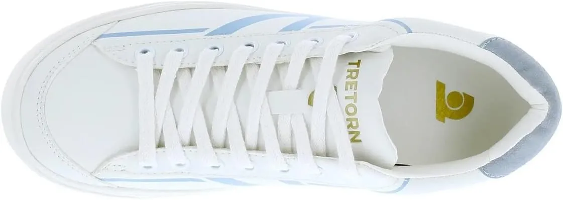 TRETORN Hopper Canvas Sneakers, White with Blue Logo, Lace-up Closure