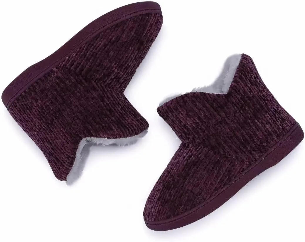 TUOBUQU Women Warm Bootie Slippers Fluffy Plush Indoor Outdoor Winter Booty Slippers