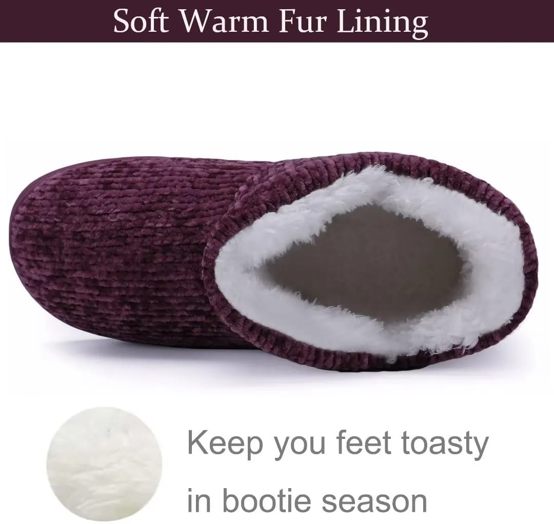 TUOBUQU Women Warm Bootie Slippers Fluffy Plush Indoor Outdoor Winter Booty Slippers