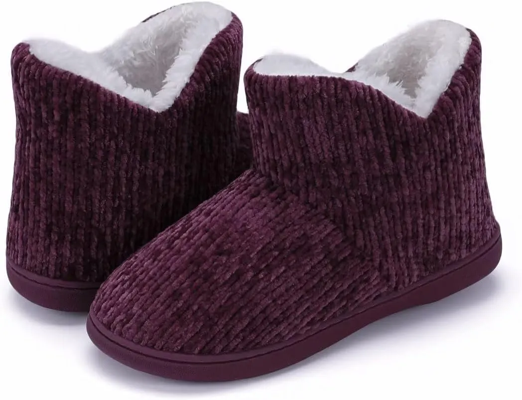 TUOBUQU Women Warm Bootie Slippers Fluffy Plush Indoor Outdoor Winter Booty Slippers