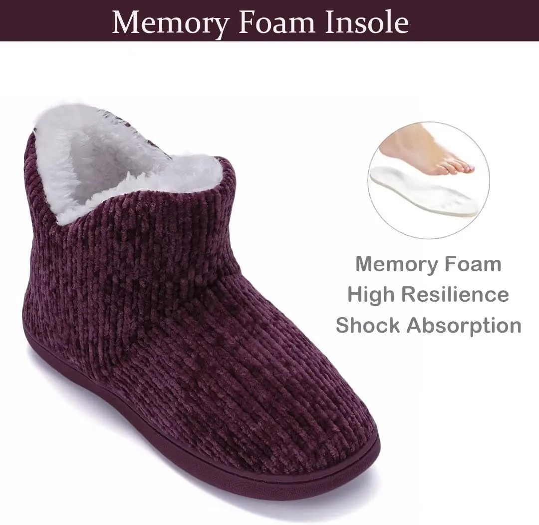 TUOBUQU Women Warm Bootie Slippers Fluffy Plush Indoor Outdoor Winter Booty Slippers