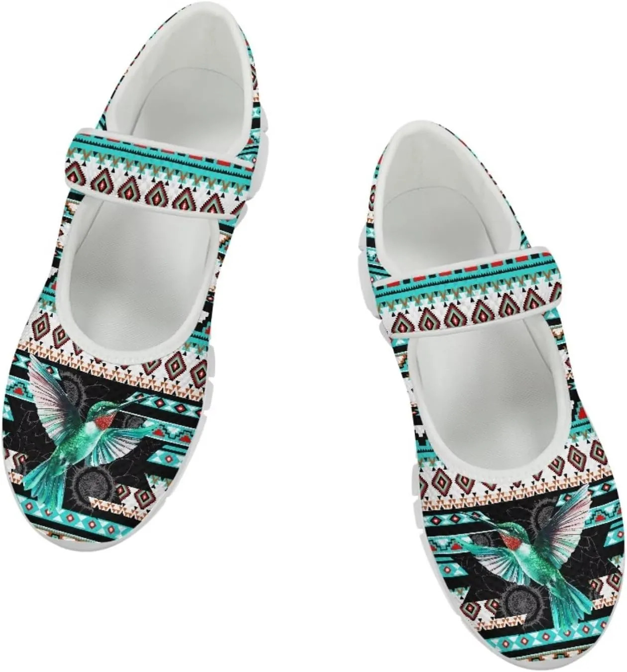 UNICEU Southwestern Style Women's Mary Jane Flat Shoes Party Footwear Mesh Non Slip Breathable Athletic Shoes Casual Dress Shoes Ballet Flats