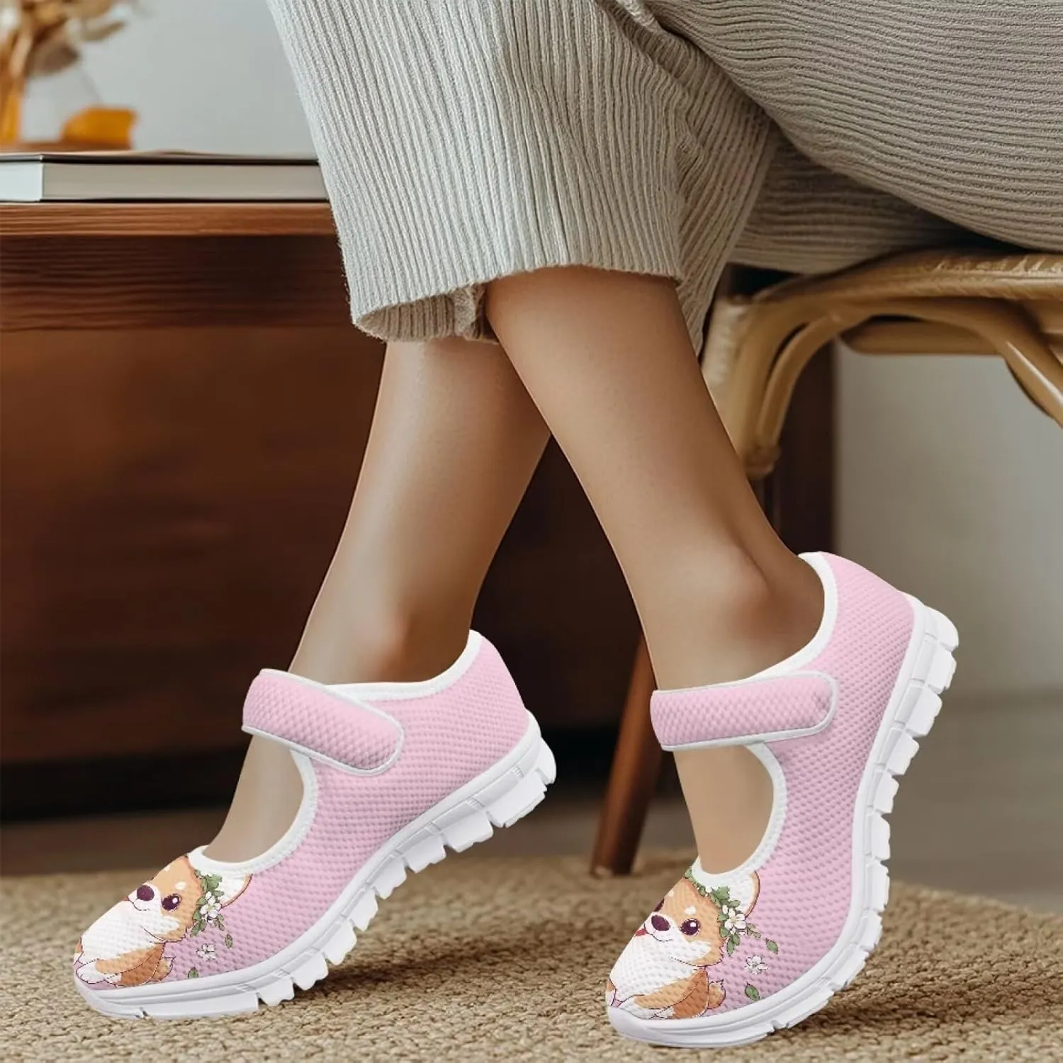 UNICEU Women's Mesh Flat Shoes Casual Low Top Mary Jane Shoes Dressy Shoes Anti Slip Breathable Athletic Shoes Comfortable Footwear