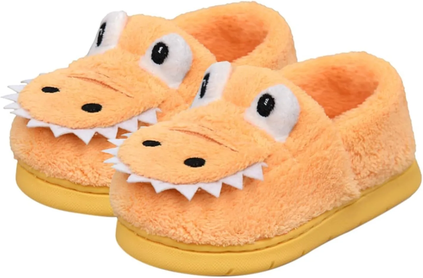 Unisex-Child Plush Faux 𝐅𝐮𝐫 Slip on House Slippers Boys Girls Cow 𝐂rocodile Style Indoor Holiday Slippers