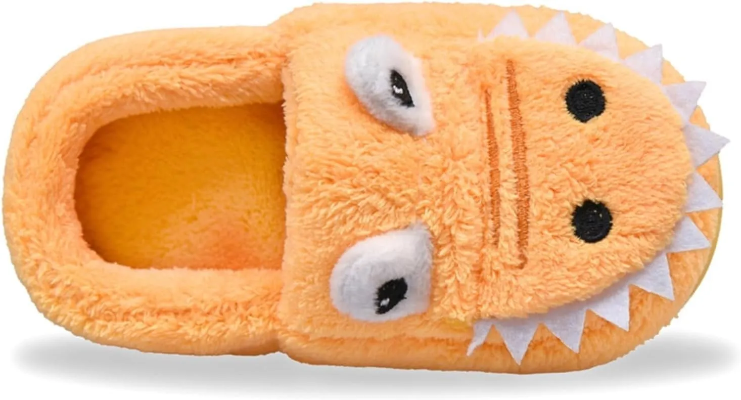 Unisex-Child Plush Faux 𝐅𝐮𝐫 Slip on House Slippers Boys Girls Cow 𝐂rocodile Style Indoor Holiday Slippers