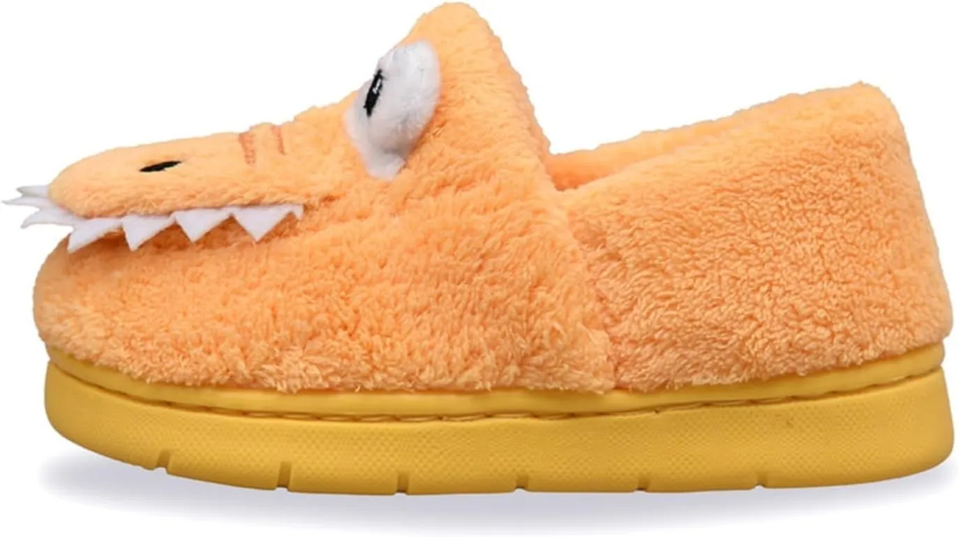 Unisex-Child Plush Faux 𝐅𝐮𝐫 Slip on House Slippers Boys Girls Cow 𝐂rocodile Style Indoor Holiday Slippers