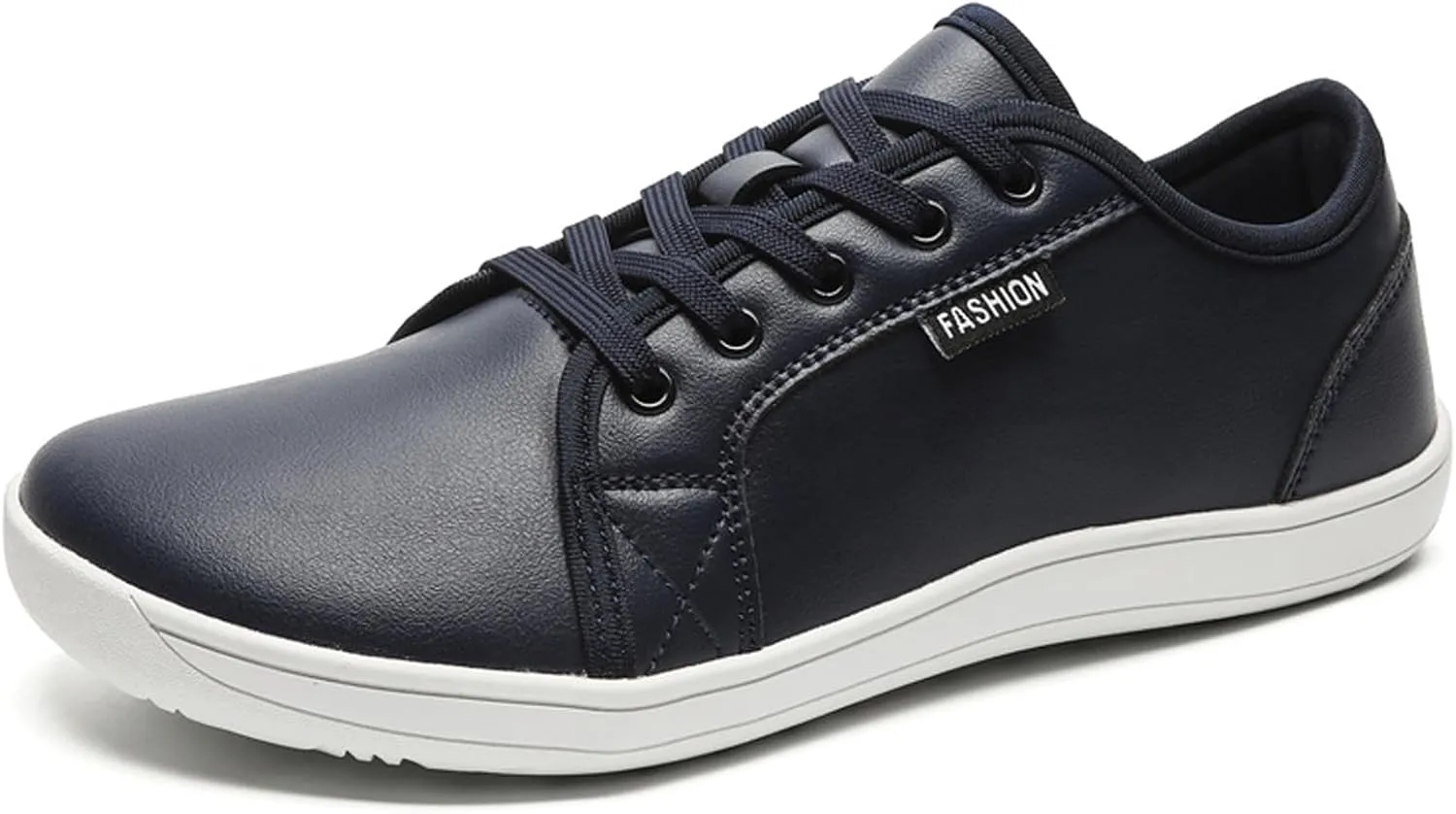 Unisex Leather Fashion Commute Wide Toe Box Barefoot Shoes Comfortable Breathable Non-Slip Lace up Minimalist Zero Drop Casual Sneakers for Walking Outdoor Driving Work