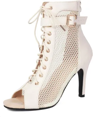 UTIKLIOU Women's Mesh Sandals Peep Toe High Top Sandals Lace Up Summer Boots Buckle Strap Party Sexy Pump Shoes Open toe