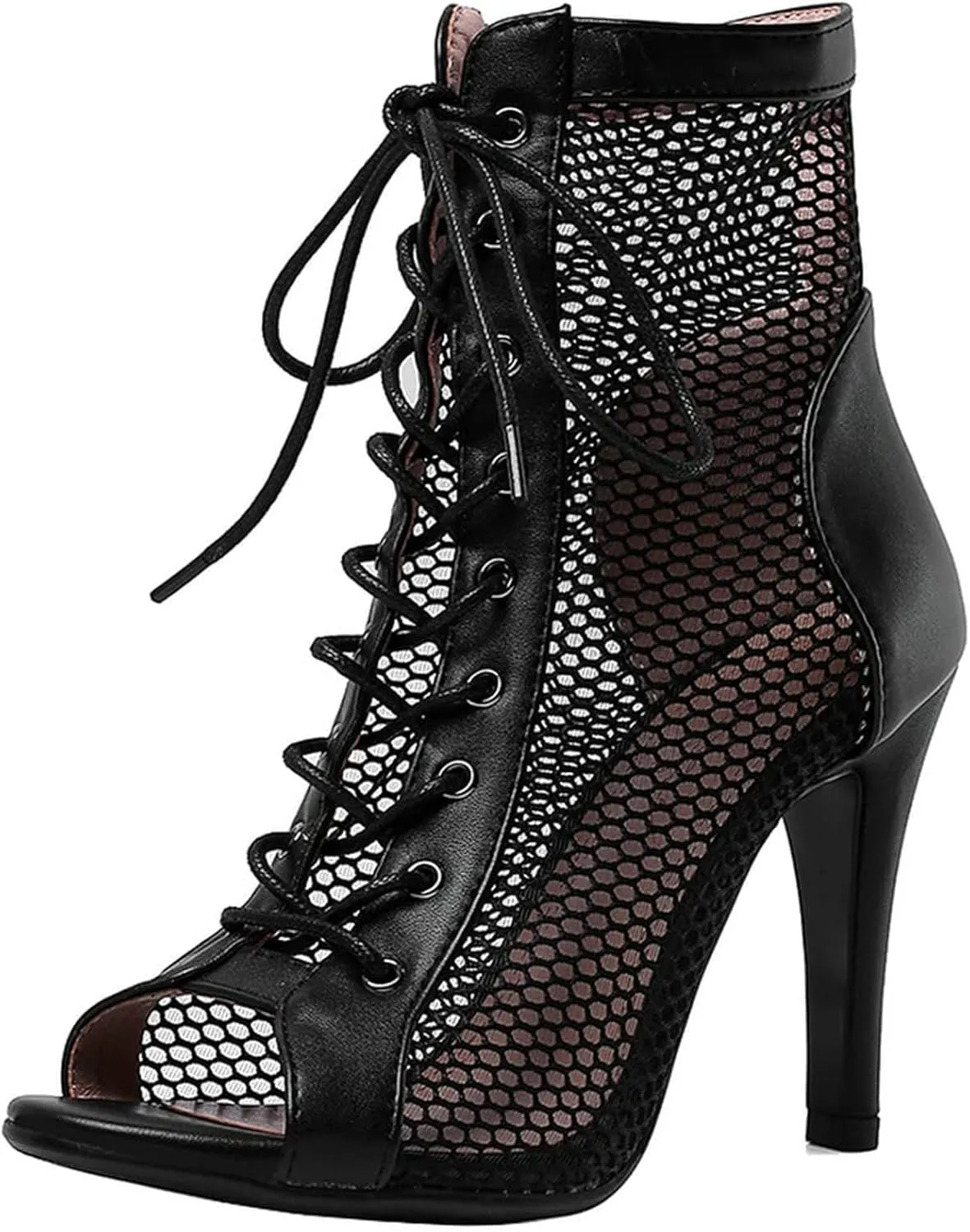 UTIKLIOU Women's Mesh Sandals Peep Toe High Top Sandals Lace Up Summer Boots Buckle Strap Party Sexy Pump Shoes Open toe