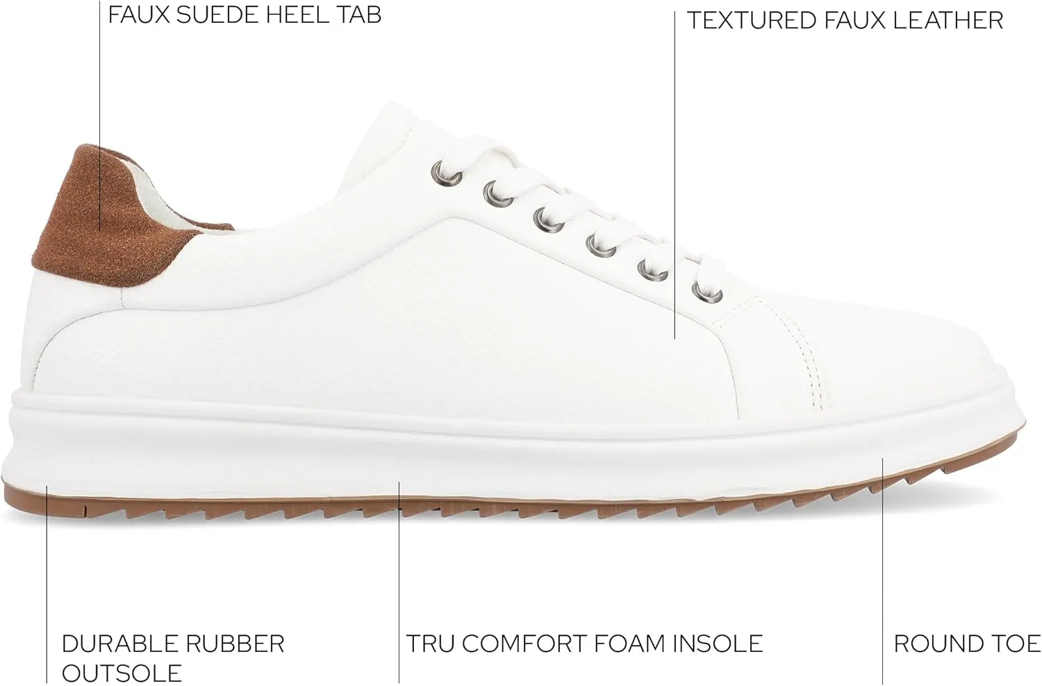 Vance Co. Men's Robby-wht-110 Sneaker