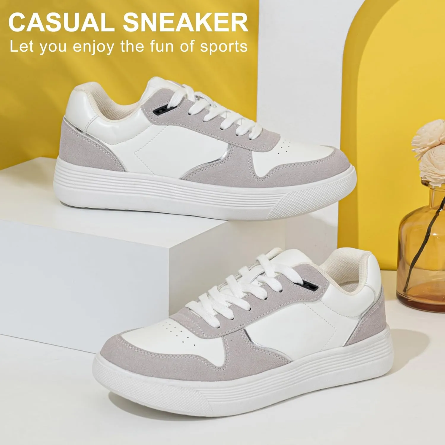 Vepose Women's Fashion Sneakers, Lace up Casual Sneakers with Arch Support, 8001 - Tennis Walking Dress Shoes for Lady
