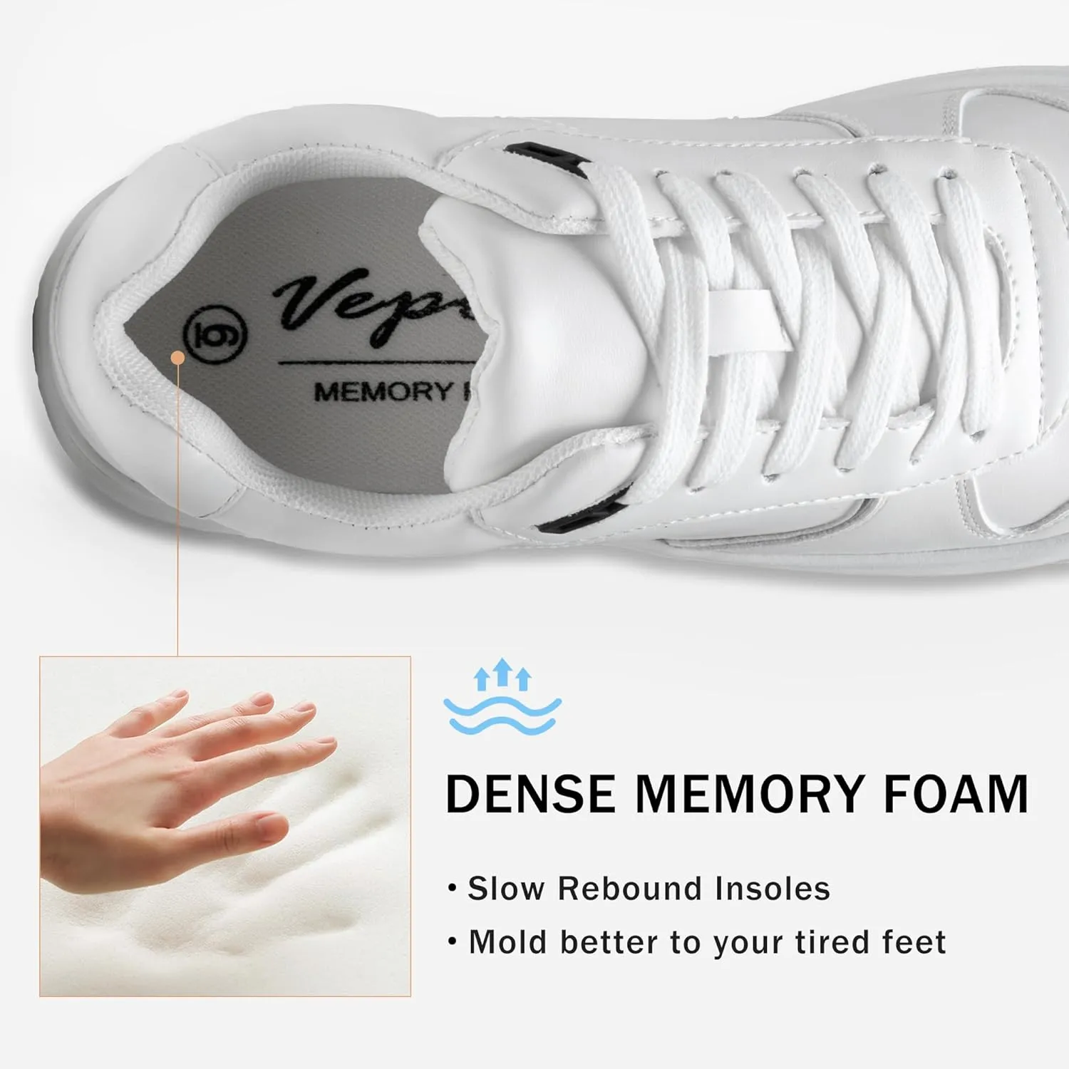Vepose Women's Fashion Sneakers, Lace up Casual Sneakers with Arch Support, 8001 - Tennis Walking Dress Shoes for Lady