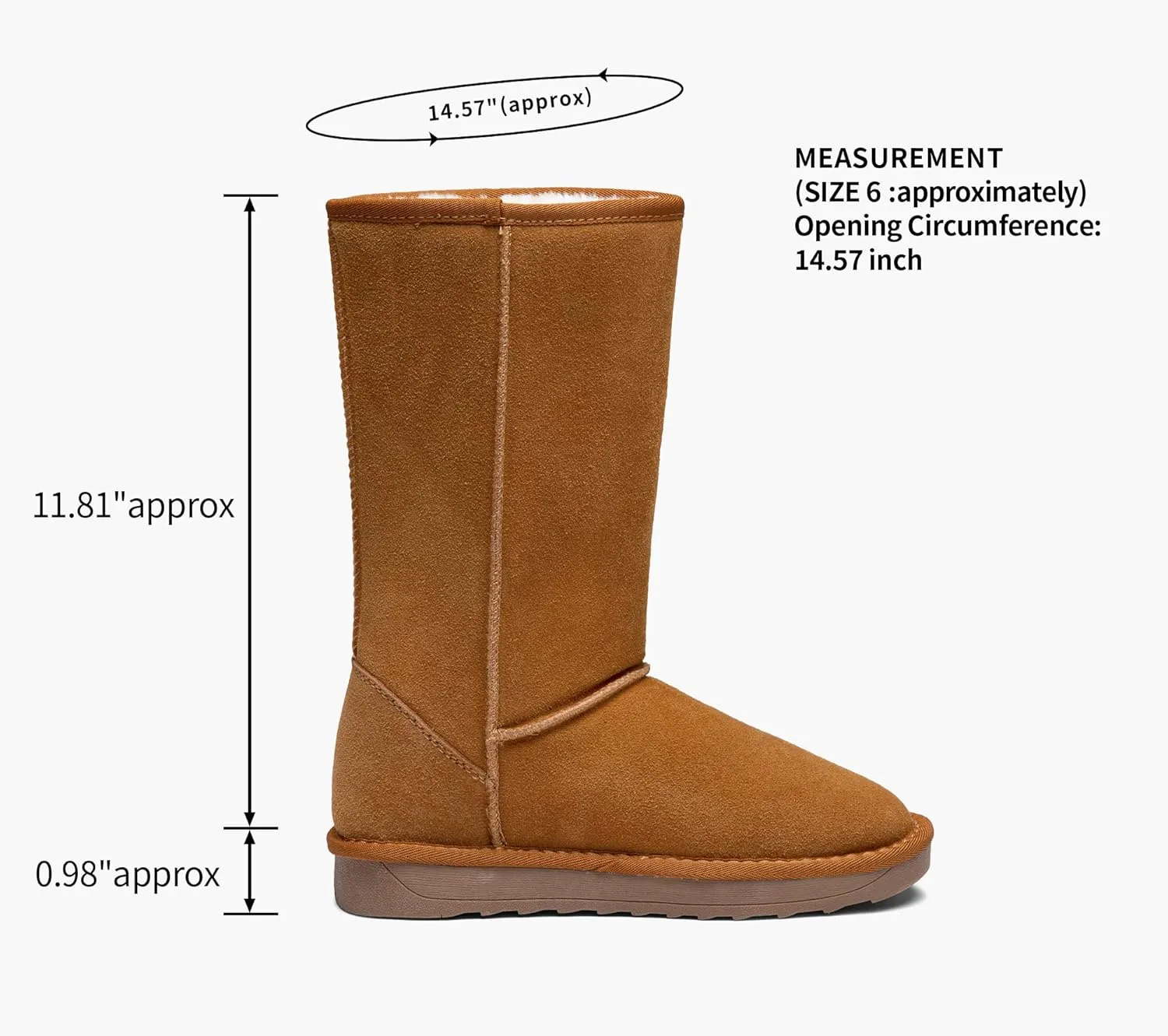 Vepose Women's Winter Snow Boots Warm Fur Mid Calf Tall Suede Fuzzy Slip on Shoes