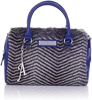 Village Print Faux Fur Satchel