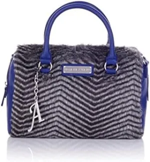 Village Print Faux Fur Satchel