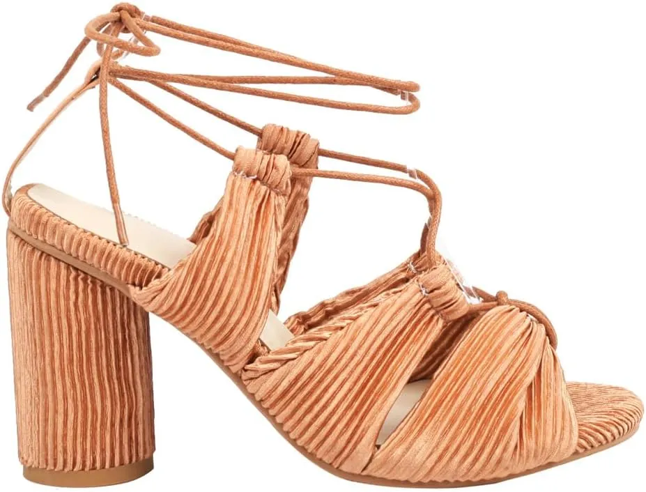 Vintage Strappy Velvet Lace Up Open Toe Sandals with Block Heel High Heel Sandals for Any Occasion